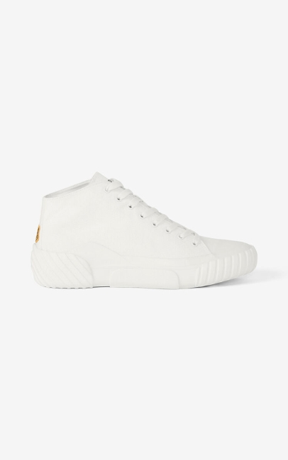 Kenzo Women Canvas Tiger Crest High-top Trainers White